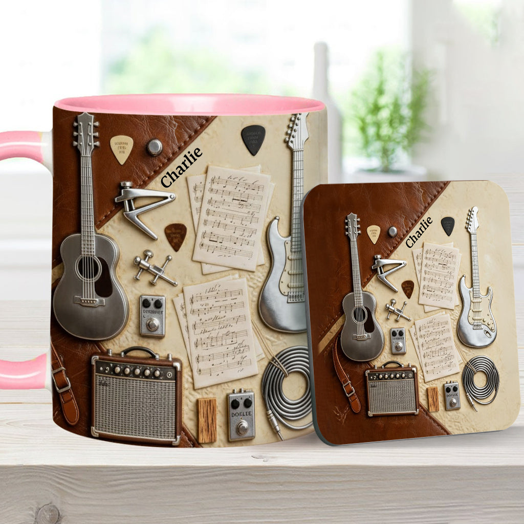 Mug et sous-verre personnalisés avec motif guitare - Guitariste