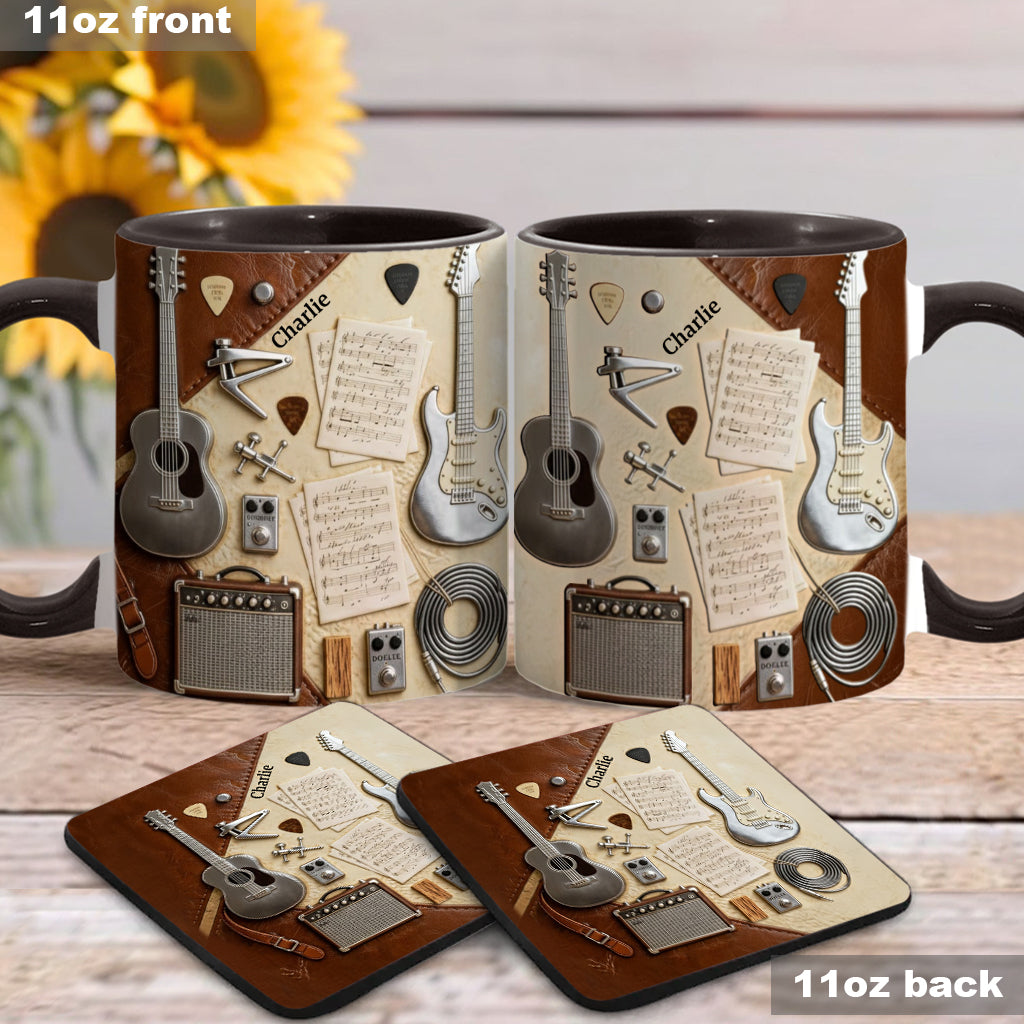 Mug et sous-verre personnalisés avec motif guitare - Guitariste