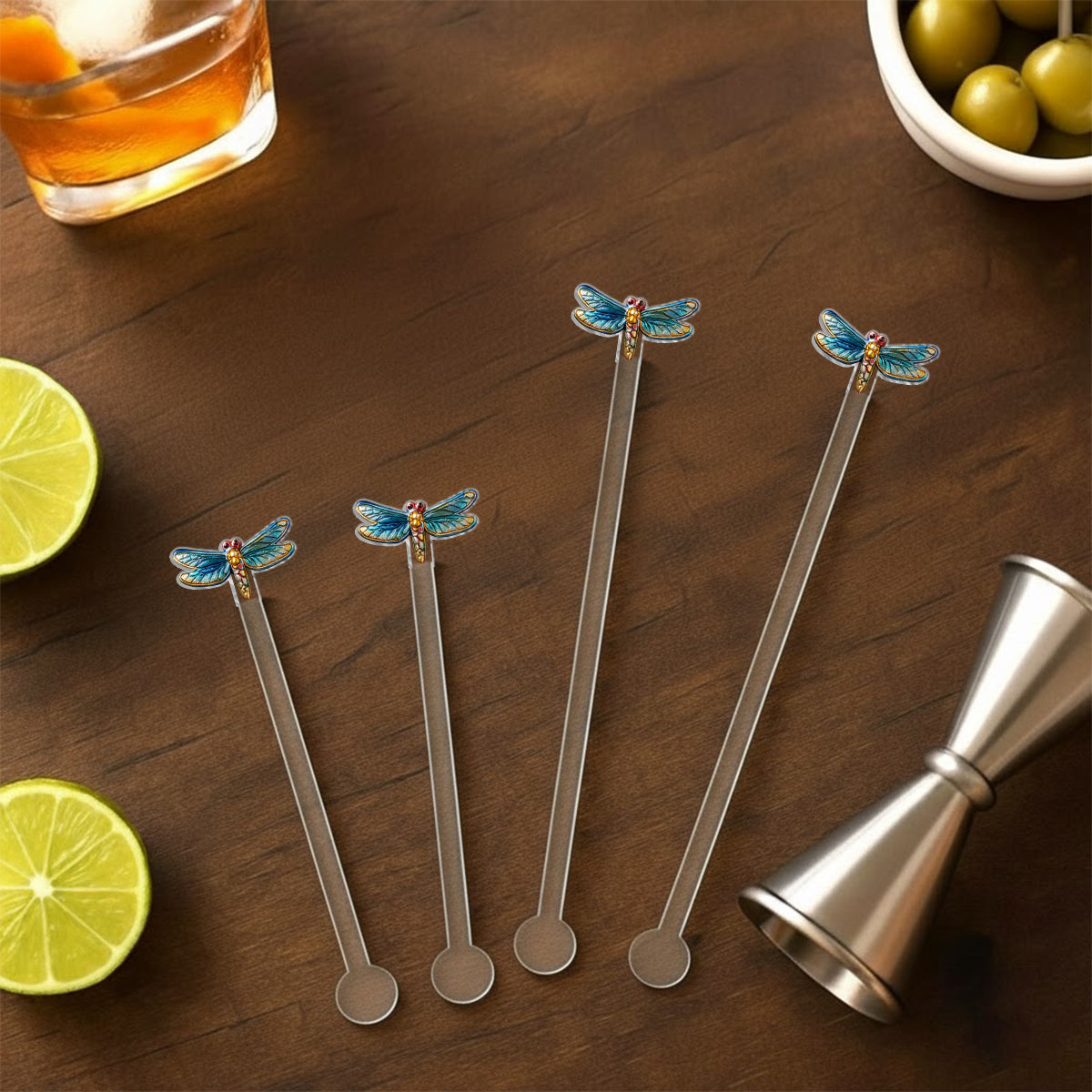 Love Dragonfly - Personalized Dragonfly Set Accent Mug with Acrylic Stirrers