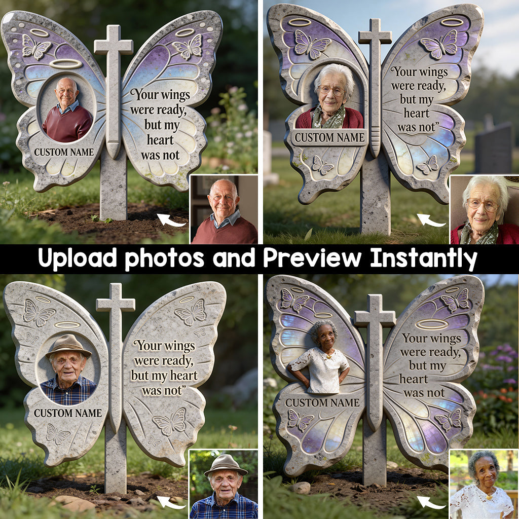 Your Wings Were Ready - Personalized Memorial Acrylic Garden Sign/ Acrylic Plaque Sign