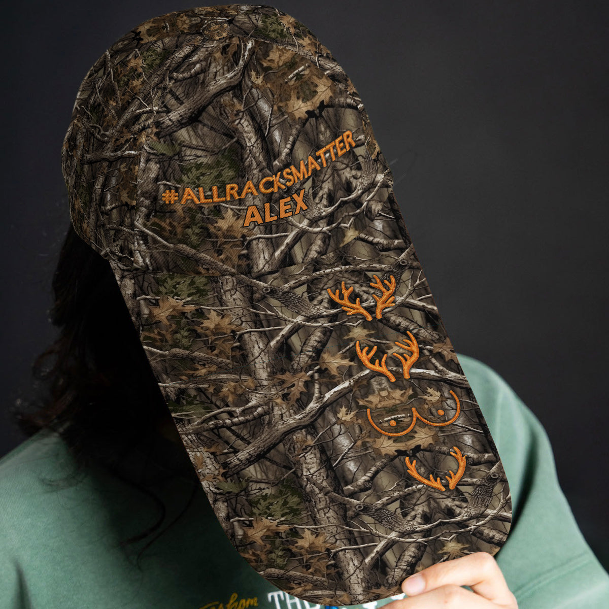 All Racks Matter Camo - Personalisierte Jagdmütze mit extra langem Schirm