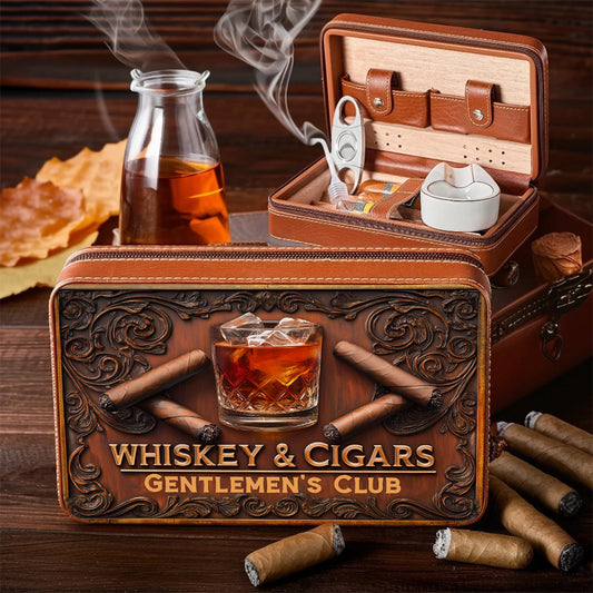 Whiskey and Cigar Club - Étui à cigares de voyage personnalisé