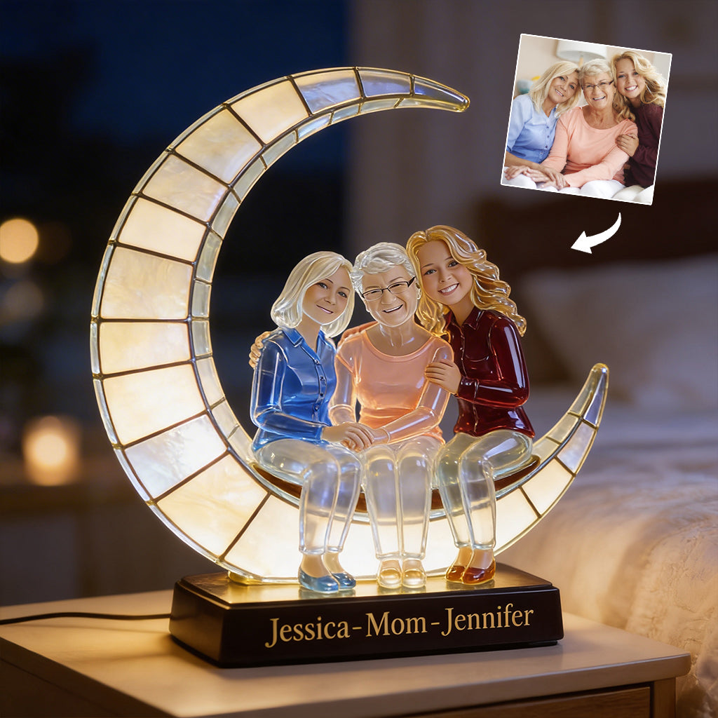 Halbmondlampe – Ich liebe dich – Personalisierte LED-Nachtleuchte aus Acryl für Mutter