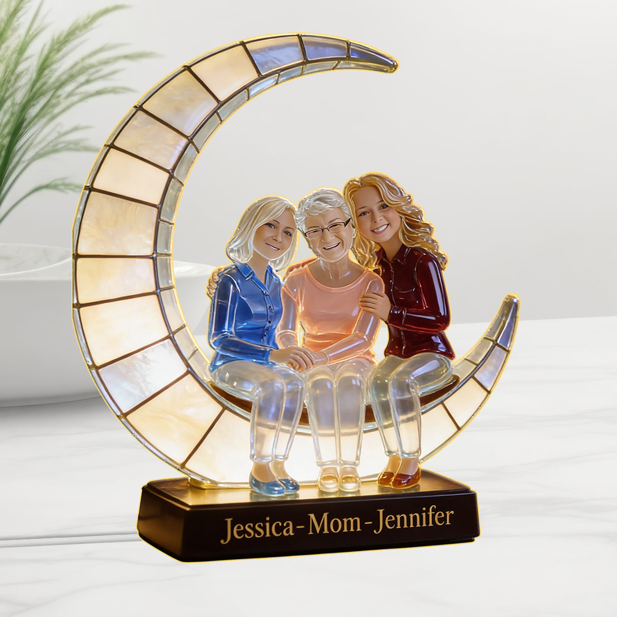Halbmondlampe – Ich liebe dich – Personalisierte LED-Nachtleuchte aus Acryl für Mutter