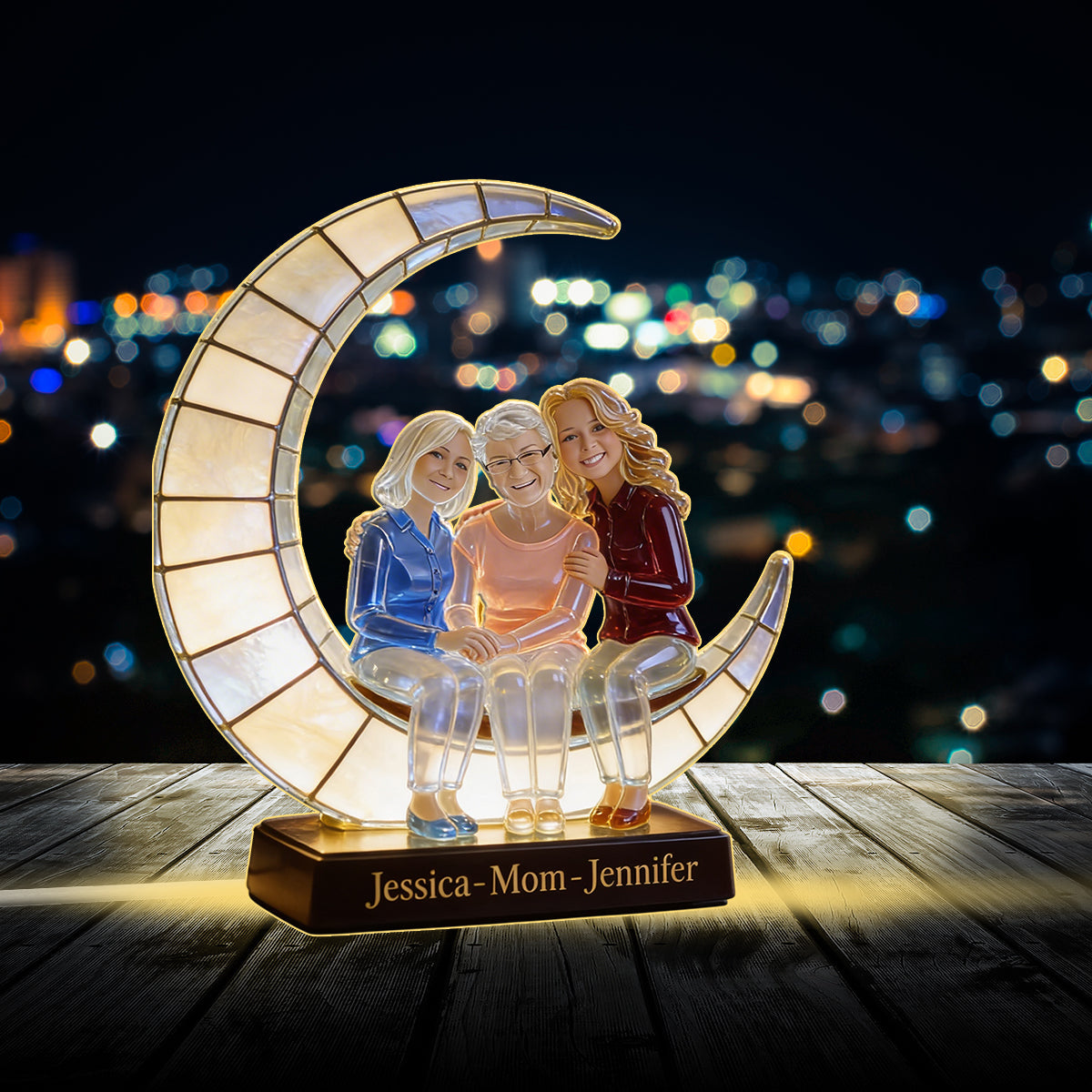 Halbmondlampe – Ich liebe dich – Personalisierte LED-Nachtleuchte aus Acryl für Mutter