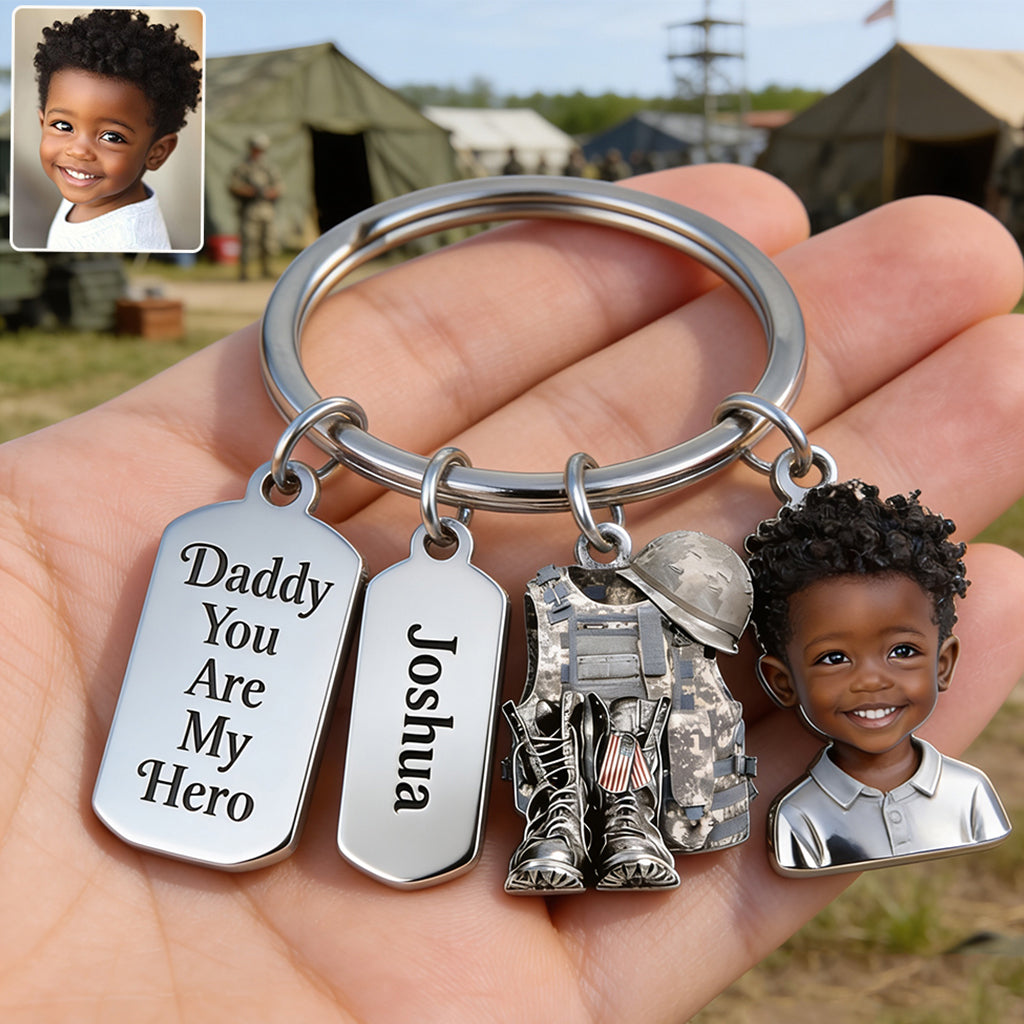 Komm sicher nach Hause, Papa - Personalisierter Veteran Premium Schlüsselanhänger mit Charms