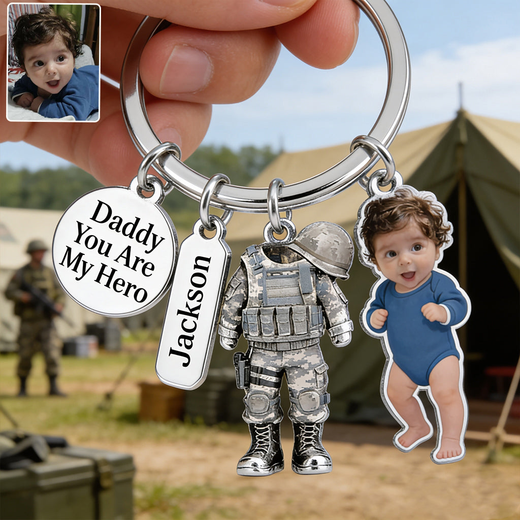 Komm sicher nach Hause, Papa - Personalisierter Veteran Premium Schlüsselanhänger mit Charms