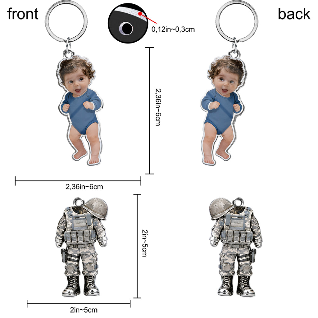 Komm sicher nach Hause, Papa - Personalisierter Veteran Premium Schlüsselanhänger mit Charms