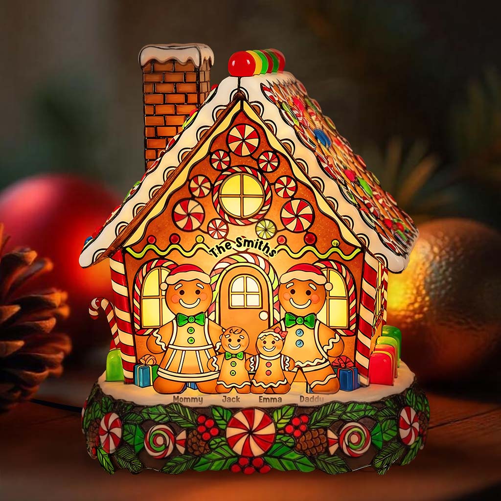 Fröhliche Weihnachten! Lebkuchen-Roter Truck – Personalisierte Acryl-LED-Nachtleuchte für die ganze Familie
