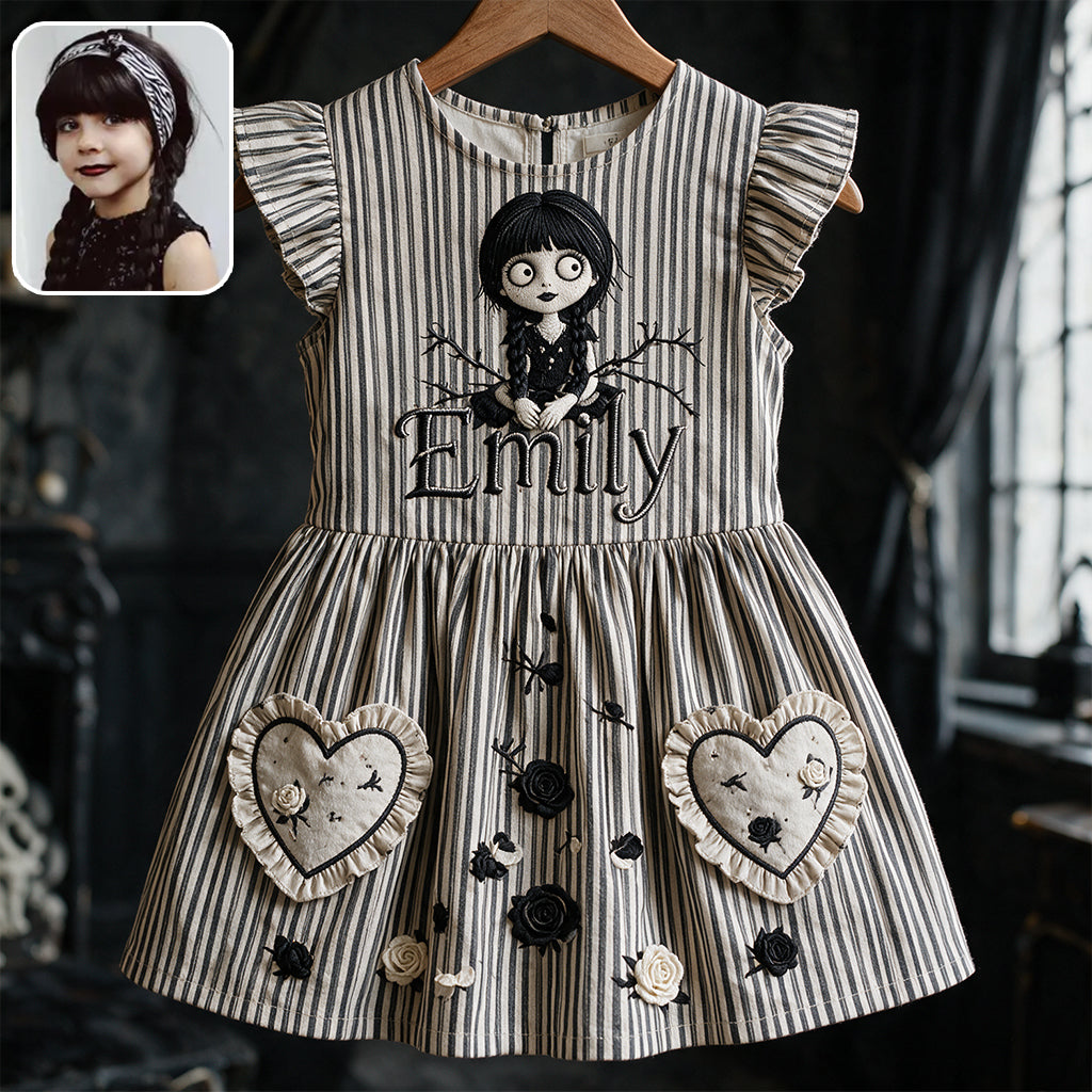 Besonderes Halloween-Themenkleid für Mädchen - Personalisiertes Rüschensleeve-Kleid