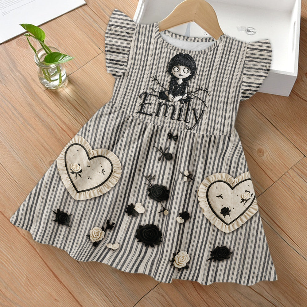 Besonderes Halloween-Themenkleid für Mädchen - Personalisiertes Rüschensleeve-Kleid