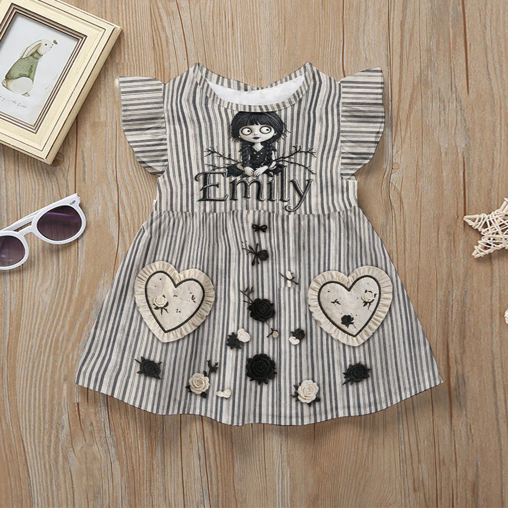 Besonderes Halloween-Themenkleid für Mädchen - Personalisiertes Rüschensleeve-Kleid