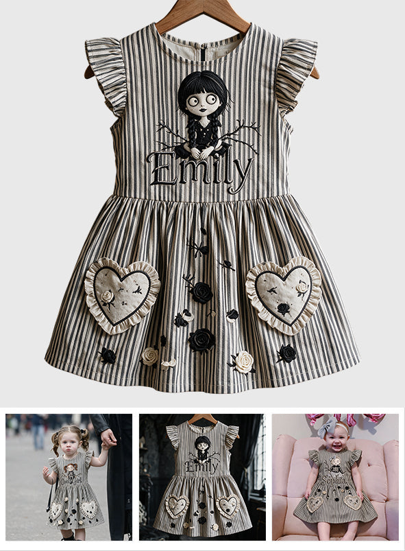 Besonderes Halloween-Themenkleid für Mädchen - Personalisiertes Rüschensleeve-Kleid