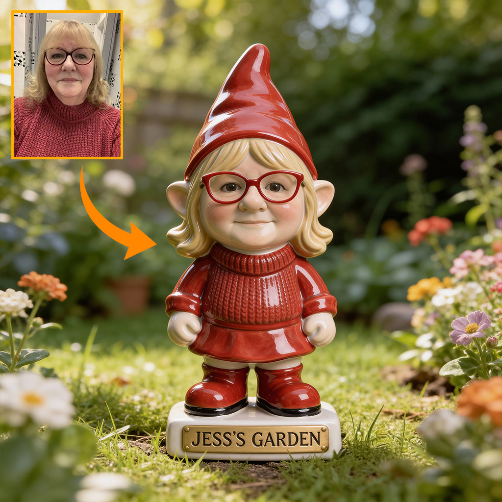 Gartenzwerg nach Foto – Personalisiertes Gartenschild aus Acryl / Acryl-Gartenplakette