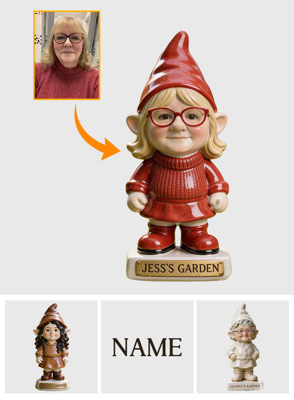 Gartenzwerg nach Foto – Personalisiertes Gartenschild aus Acryl / Acryl-Gartenplakette