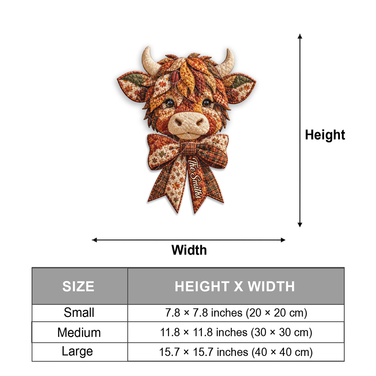 Fall Season Highland Cow - Personalized Highland Cow Quilted Door Hanger