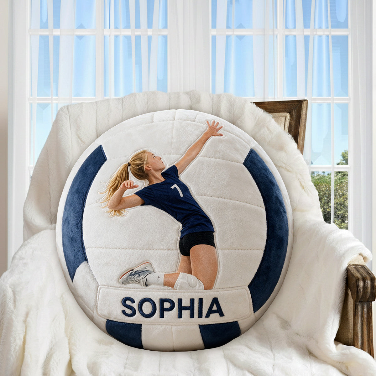 Any Sport, Any Photo - Personalized Football Premium Faux Fur Pillow