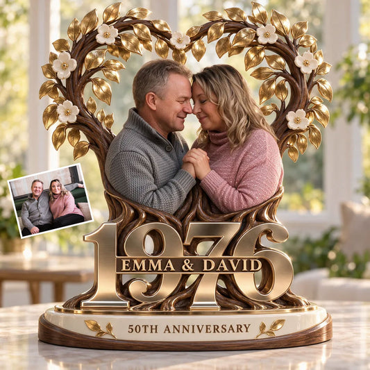 Personalized Couple Gift, Romantic Anniversary Figurine for Husband Wife with Names and Date, Boyfriend Girlfriend Gift - Personalized Couple Custom Shaped Acrylic Plaque