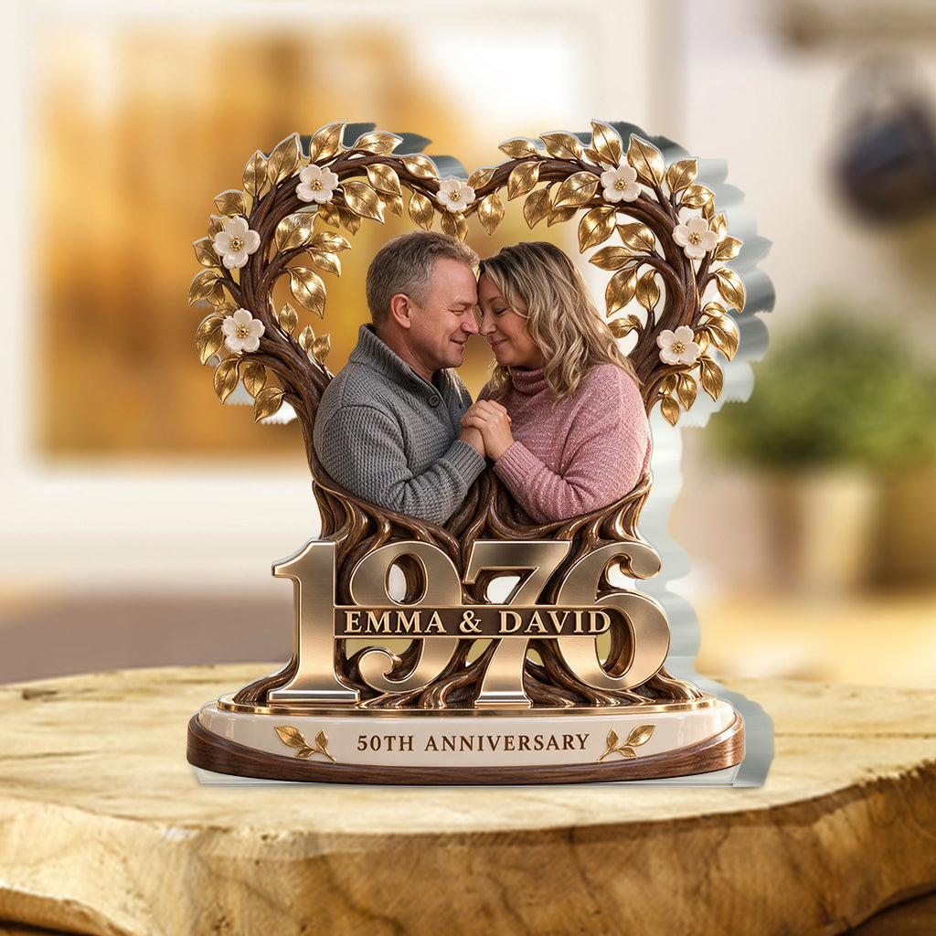 Personalisierte Geschenkidee für Paare, Romantische Jubiläumsfigur für Ehemann und Ehefrau mit Namen und Datum, Freund Freundinnen Geschenk - Personalisierte Paar Acrylplakette