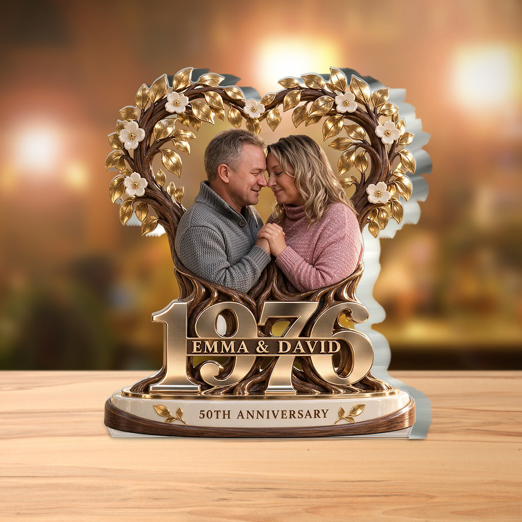 Personalisierte Geschenkidee für Paare, Romantische Jubiläumsfigur für Ehemann und Ehefrau mit Namen und Datum, Freund Freundinnen Geschenk - Personalisierte Paar Acrylplakette