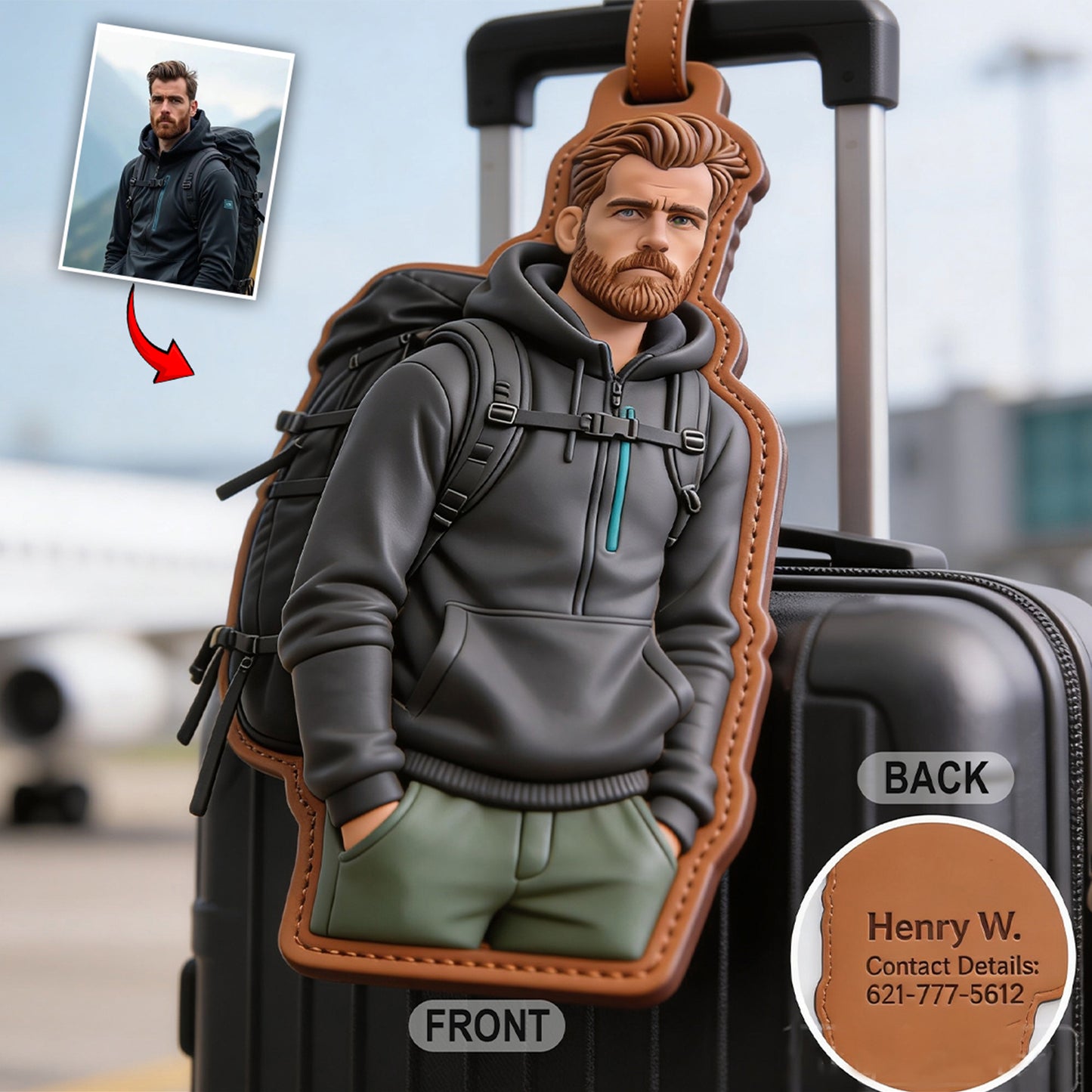 Prêt à Partir - Ensemble de Porte-Passeport et Étiquette de Bagages Personnalisés