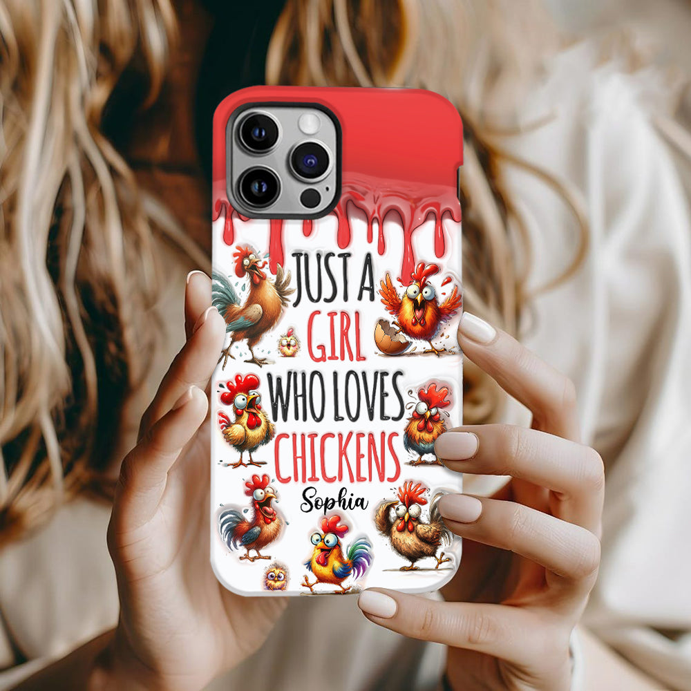 Une fille qui adore le poulet - Coque de téléphone personnalisée avec motif poulet intégral