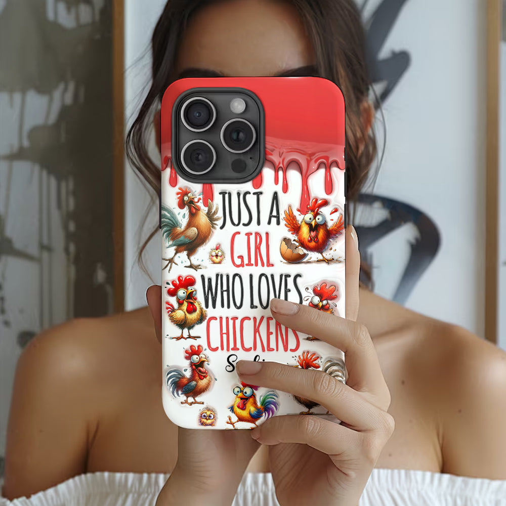 Une fille qui adore le poulet - Coque de téléphone personnalisée avec motif poulet intégral