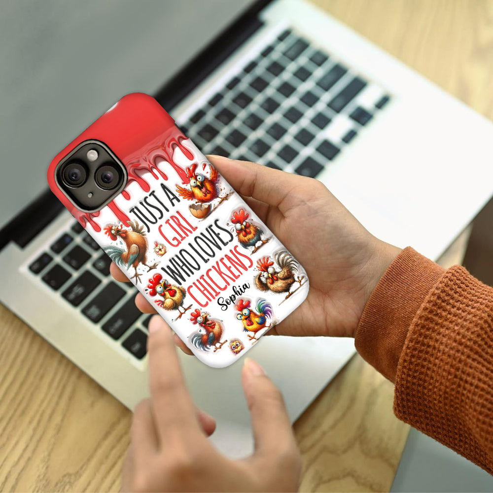 Une fille qui adore le poulet - Coque de téléphone personnalisée avec motif poulet intégral