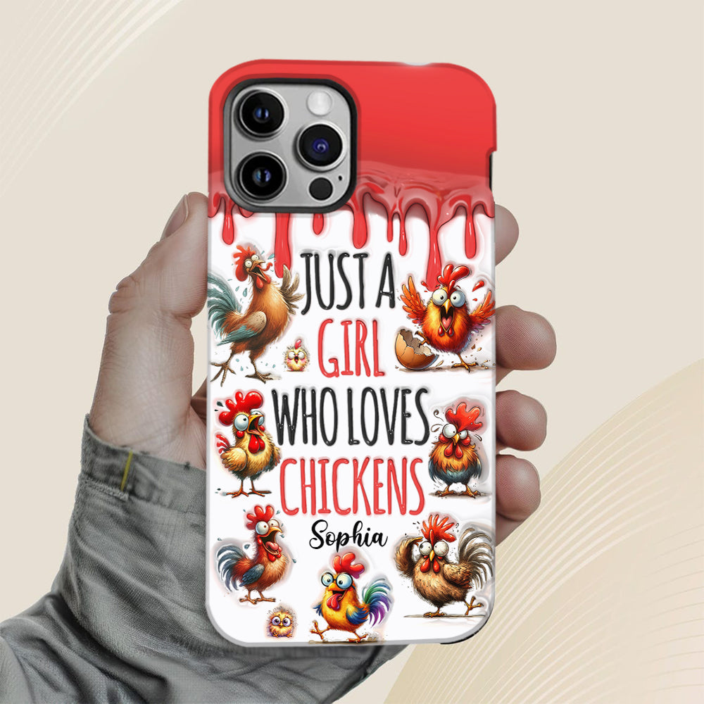 Une fille qui adore le poulet - Coque de téléphone personnalisée avec motif poulet intégral