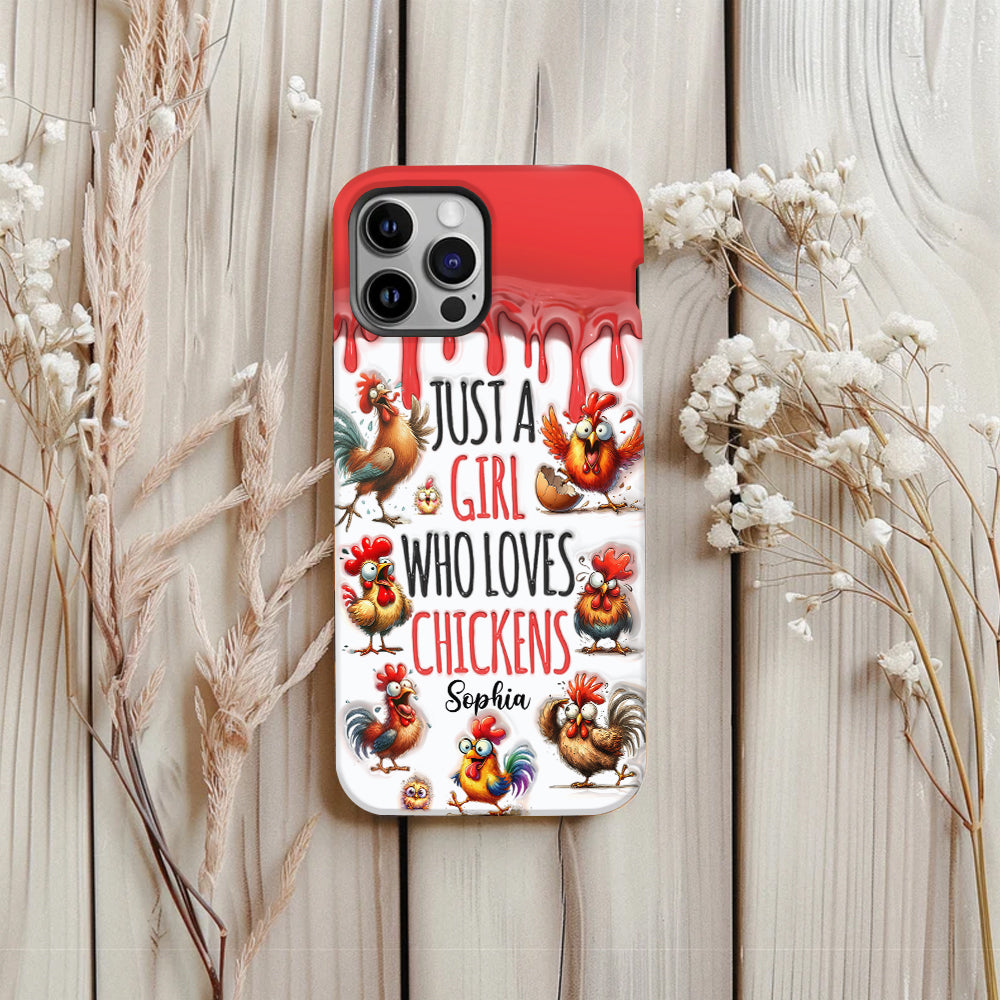Une fille qui adore le poulet - Coque de téléphone personnalisée avec motif poulet intégral