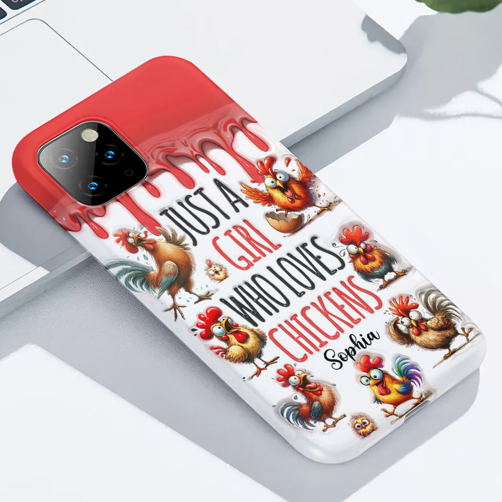 Une fille qui adore le poulet - Coque de téléphone personnalisée avec motif poulet intégral