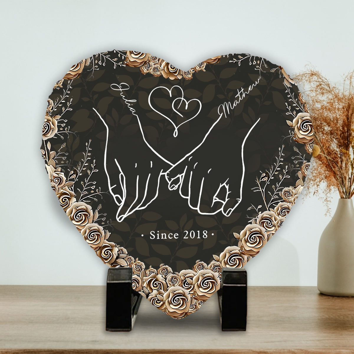 From Our First Kiss - Personalized Couple Heart Shaped Stone