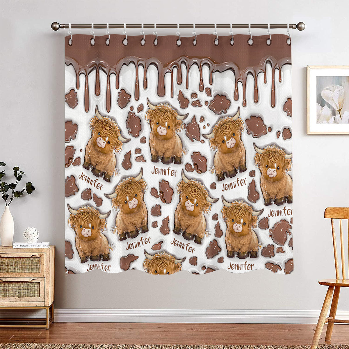 Amoureux des vaches des Highlands - Ensemble de rideaux occultants personnalisés à motif vache des Highlands