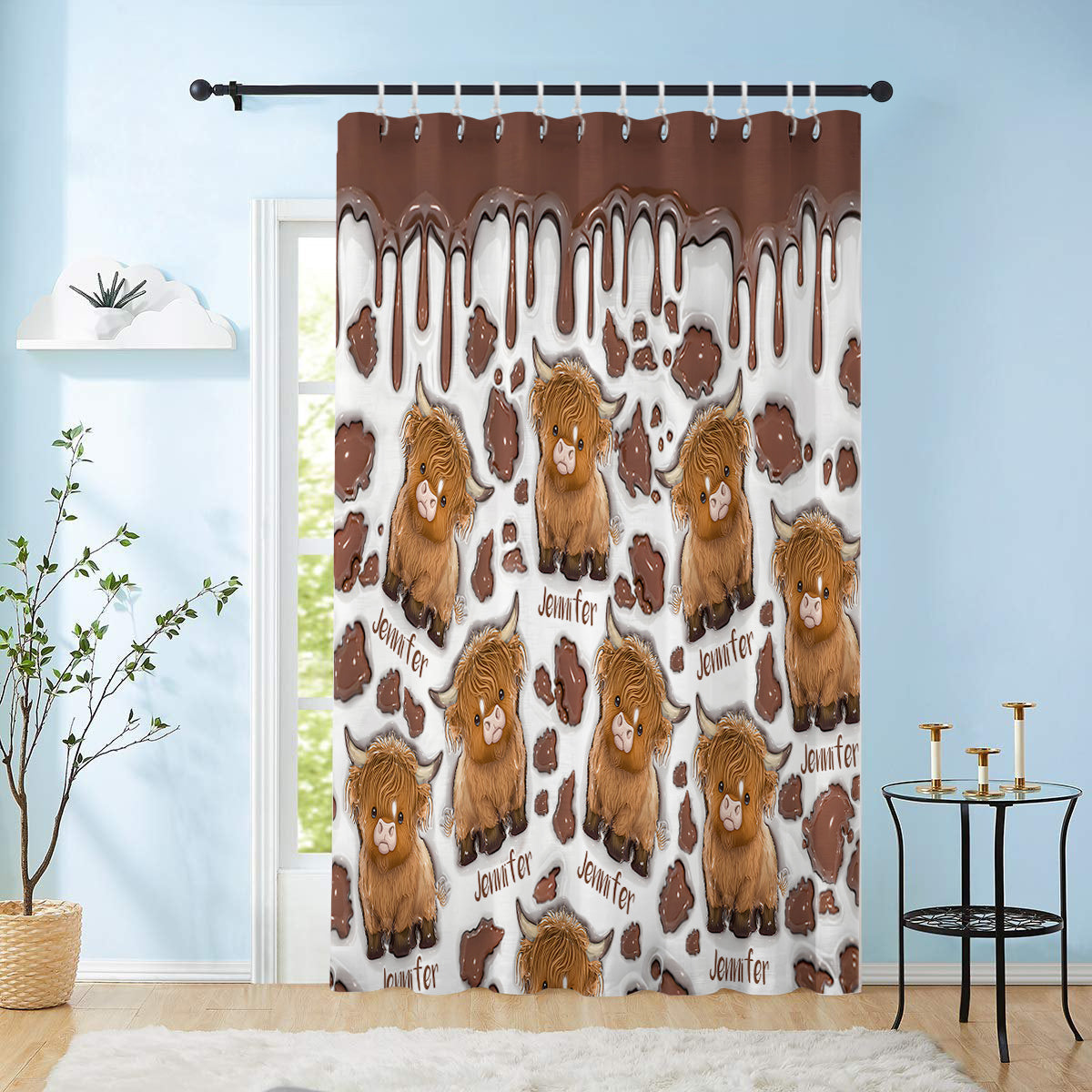 Amoureux des vaches des Highlands - Ensemble de rideaux occultants personnalisés à motif vache des Highlands