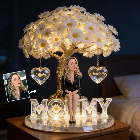 Personalisierbares LED-Nachtlicht aus Acryl mit Foto und Geburtsblume – Individuelle Acryl-Nachtleuchte für Mütter