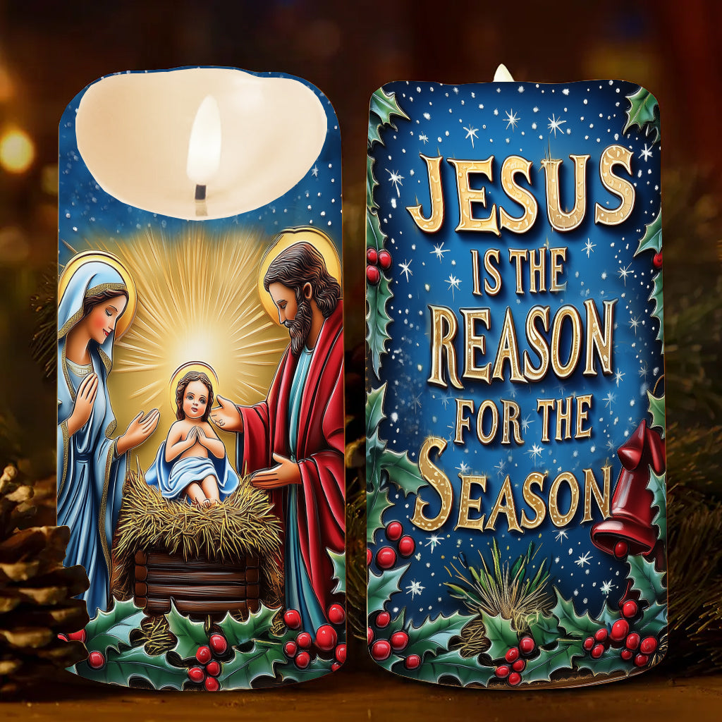 Jesus ist der Grund für Weihnachten – Christliche flammenlose Kerze
