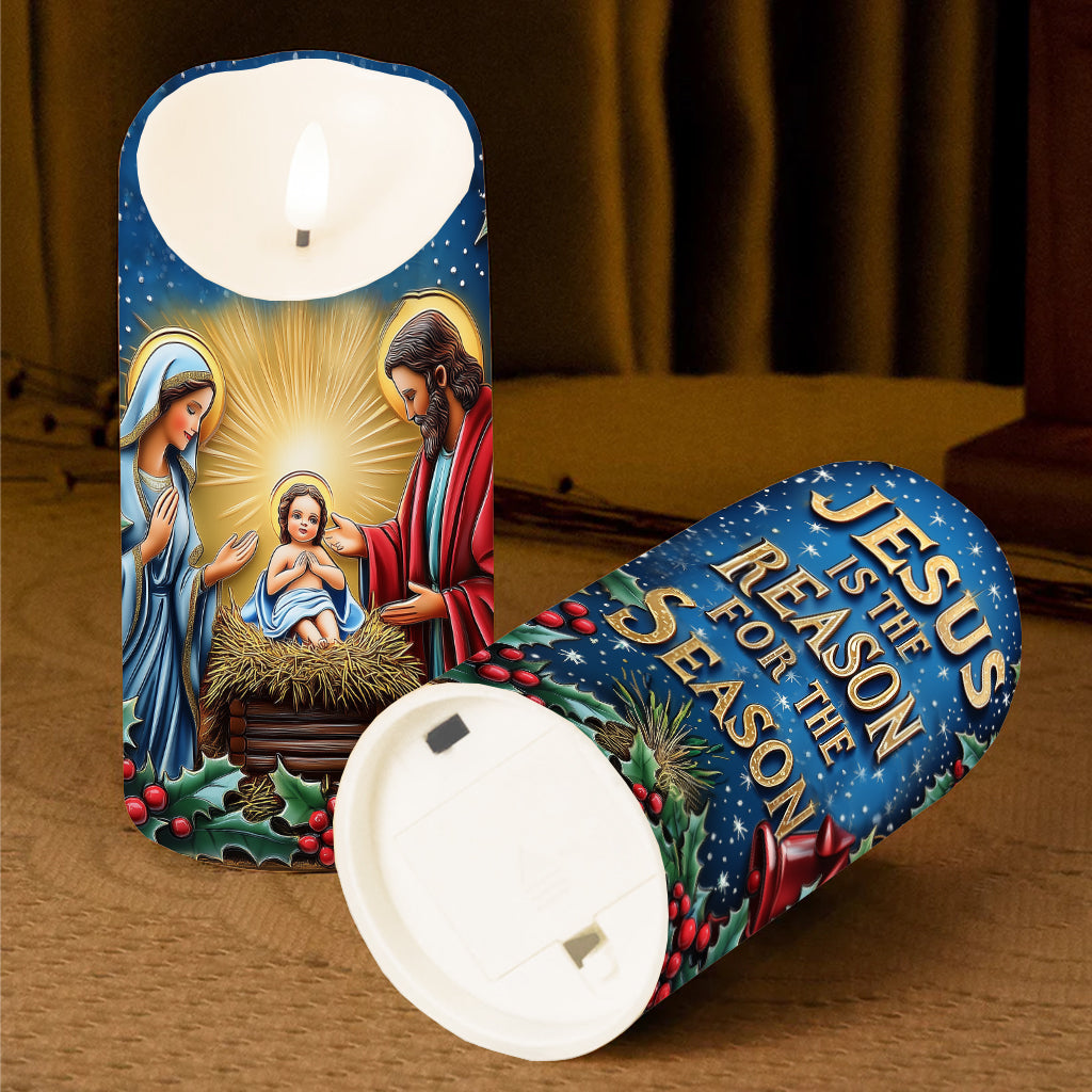 Jesus ist der Grund für Weihnachten – Christliche flammenlose Kerze