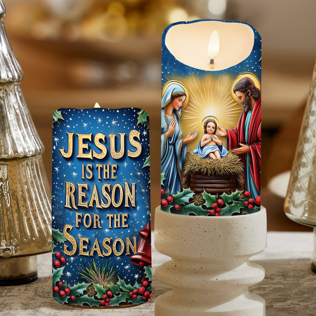 Jesus ist der Grund für Weihnachten – Christliche flammenlose Kerze