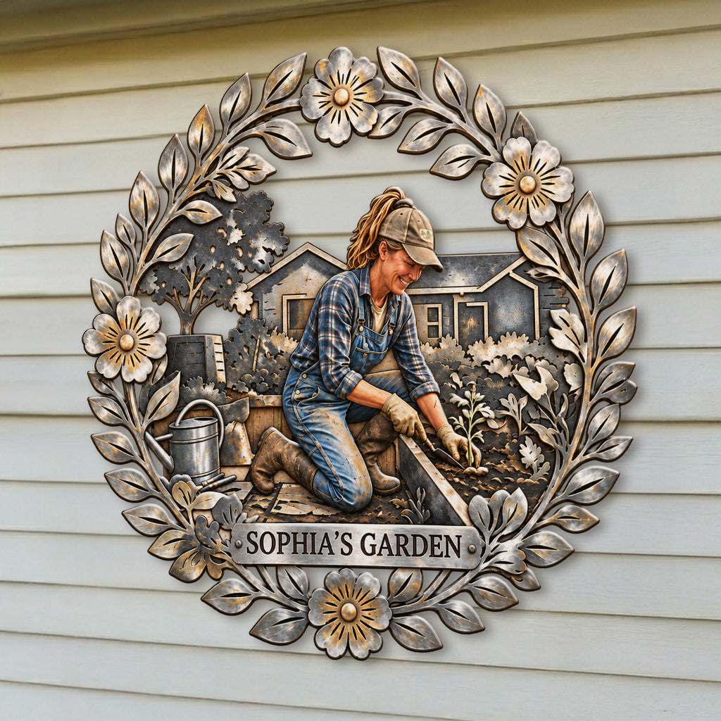 And Into The Garden I Lose My Mind And Find My Soul - Personalized Gardening 3D Printed Cut Metal Sign