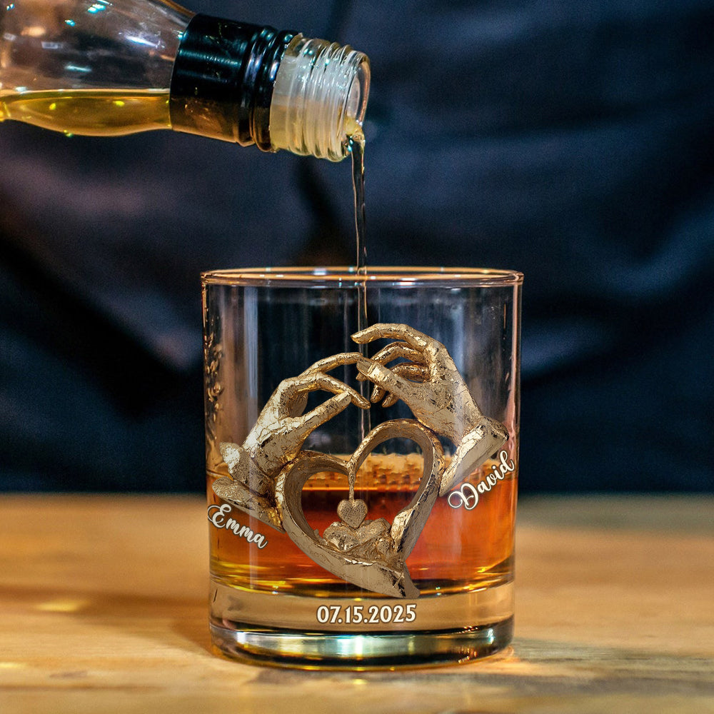 Anniversary Gift For Him/ Her - Personalized Couple Whiskey Glass