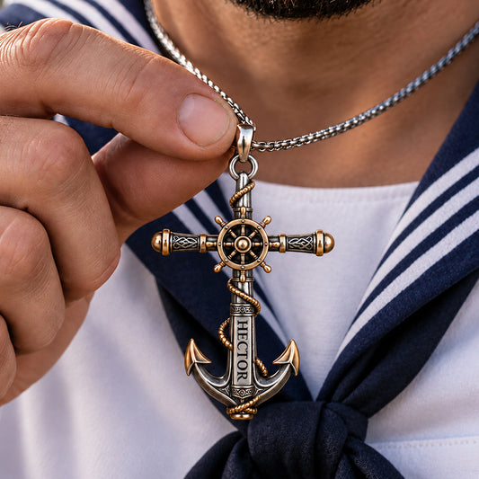 Ancre - Collier Pendentif Métallique Personnalisé en Forme de Bateau