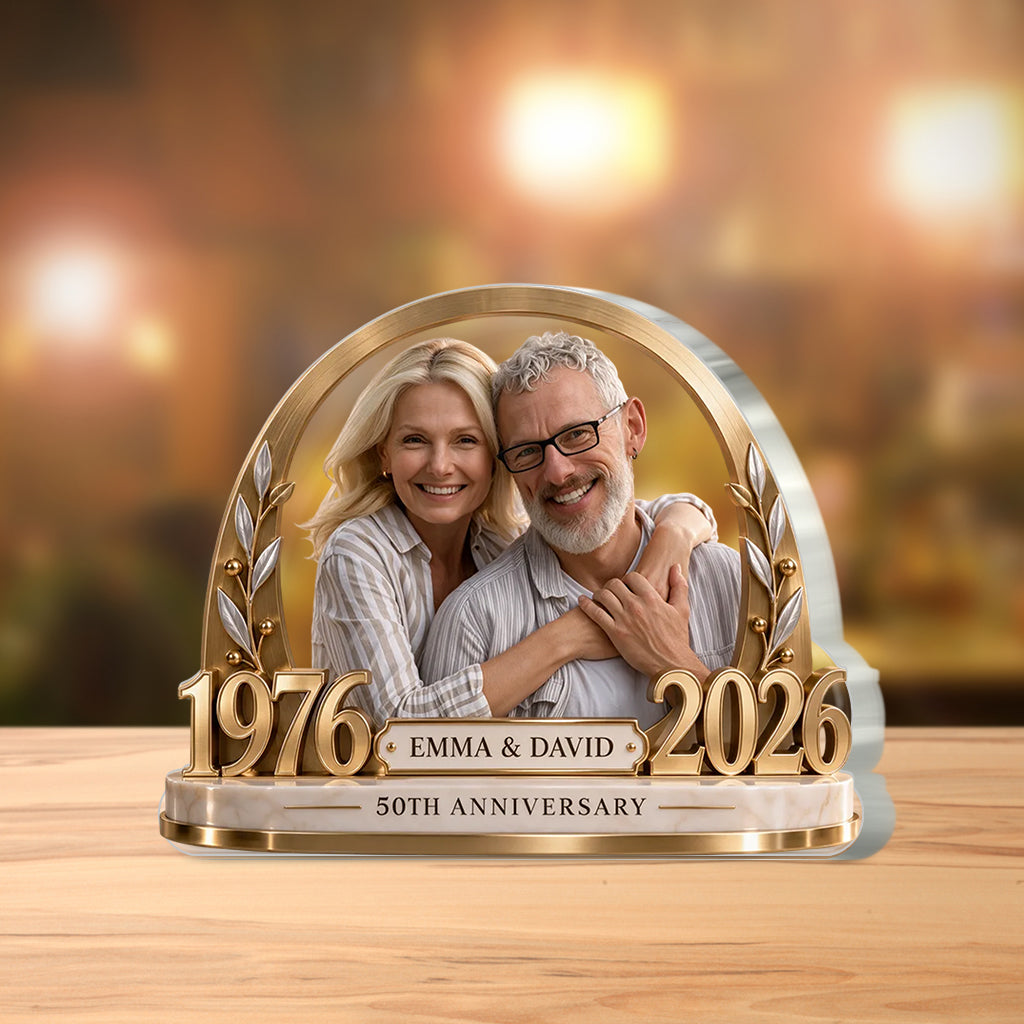 Cadeau Personnalisé pour Couple, Cadeau Romantique d'Anniversaire pour Mari et Femme, Plaque Acrylique Personnalisée avec Nom et Date