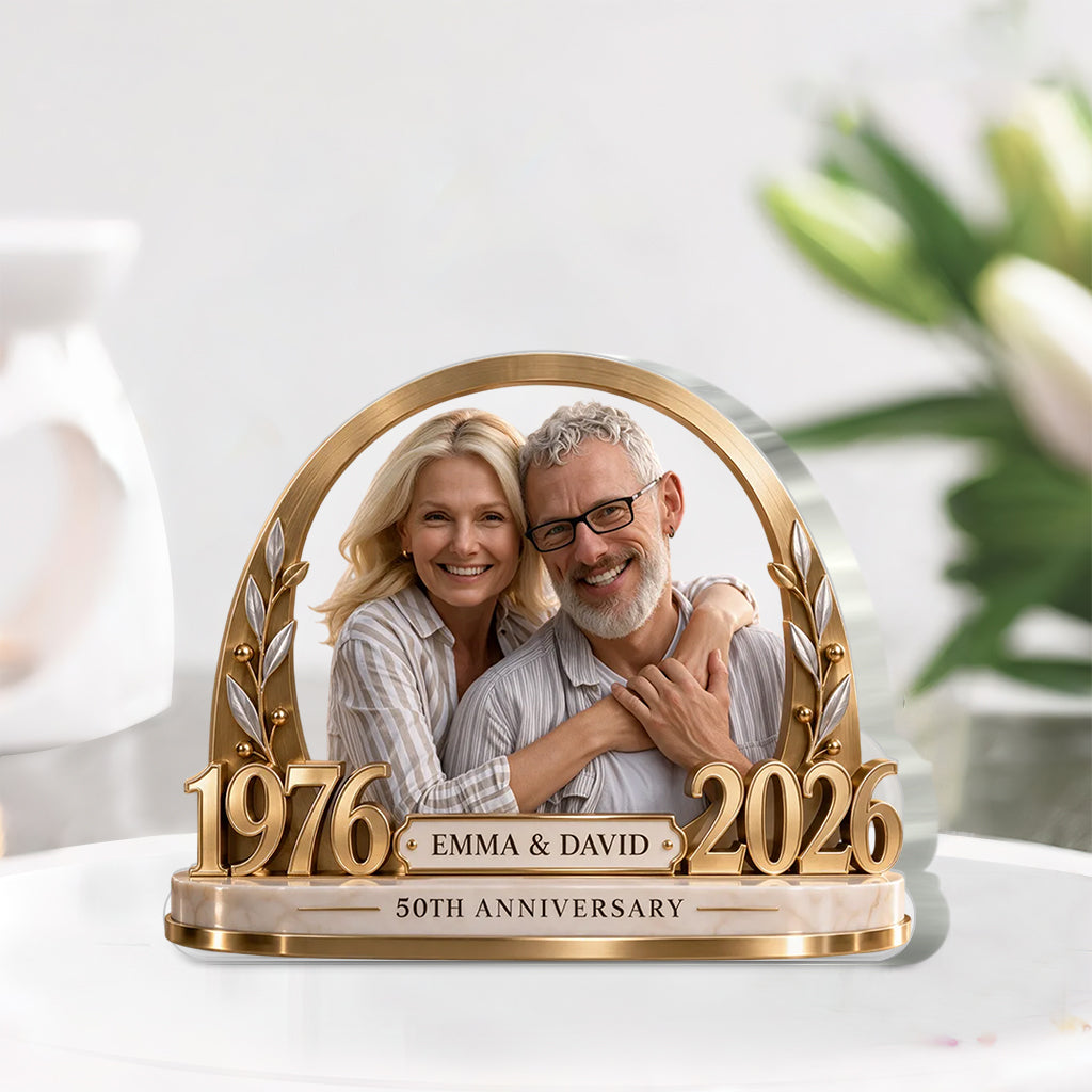 Cadeau Personnalisé pour Couple, Cadeau Romantique d'Anniversaire pour Mari et Femme, Plaque Acrylique Personnalisée avec Nom et Date