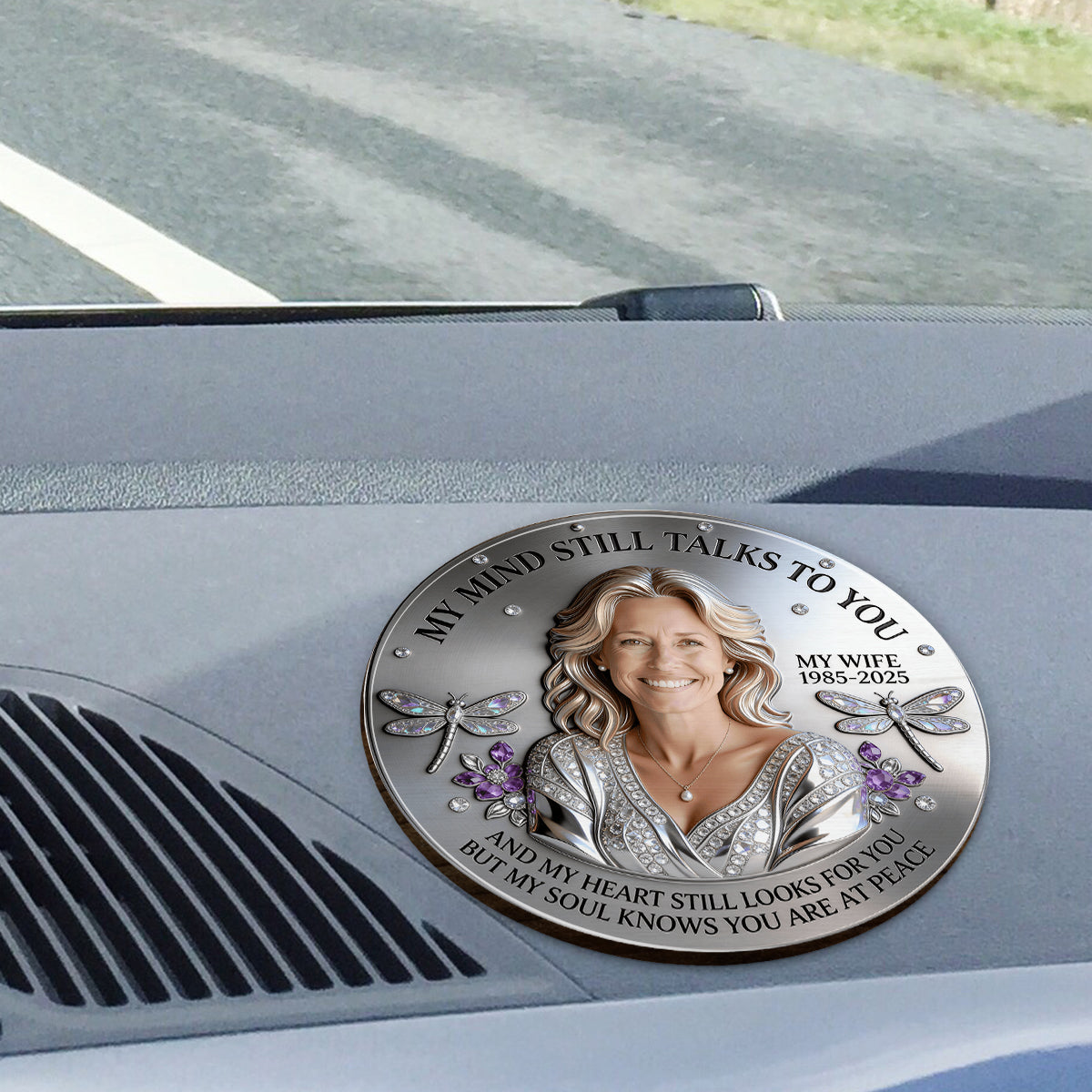 My Mind Still Talks To You - Personalized Memorial Shaped Car Visor Clip