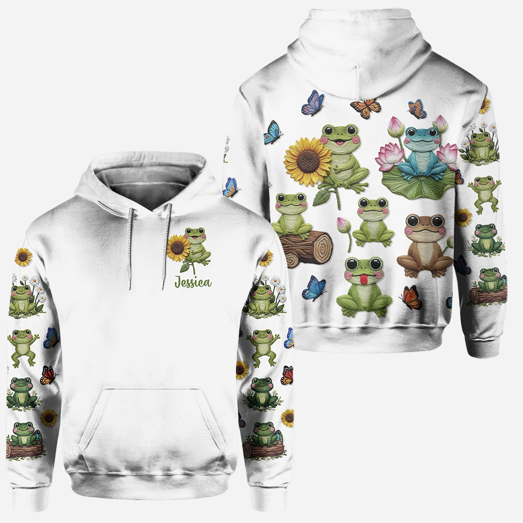 Einfach ein Mädchen, das Frösche liebt – Personalisierter Frosch-Hoodie und Leggings