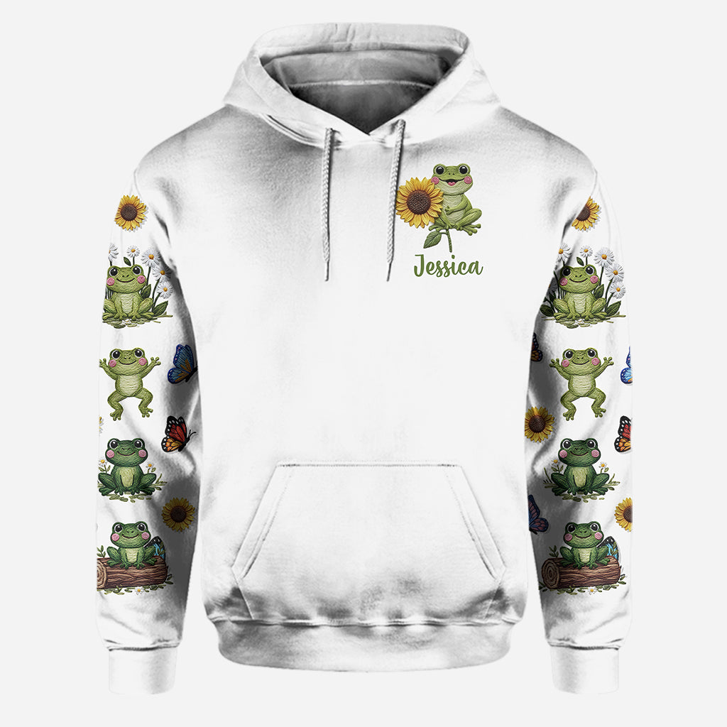 Einfach ein Mädchen, das Frösche liebt – Personalisierter Frosch-Hoodie und Leggings