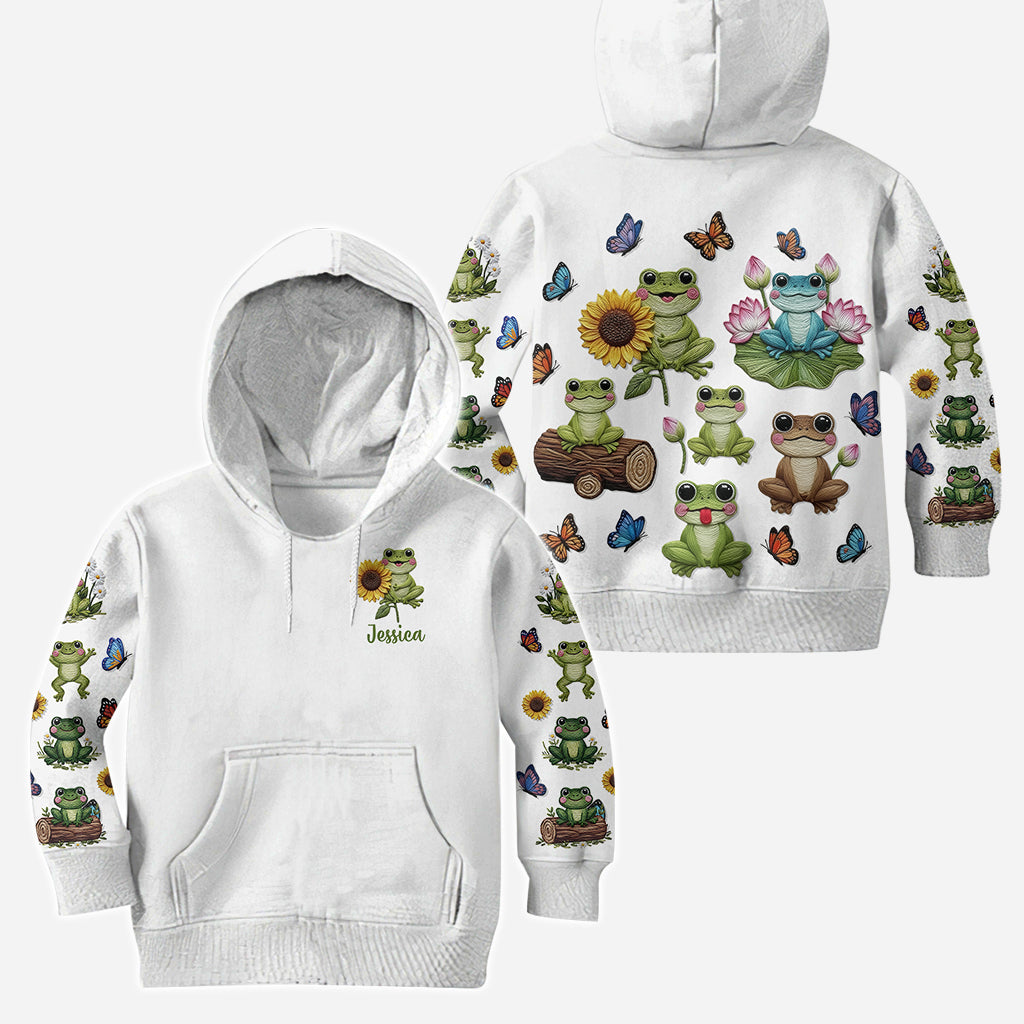 Einfach ein Mädchen, das Frösche liebt – Personalisierter Frosch-Hoodie und Leggings