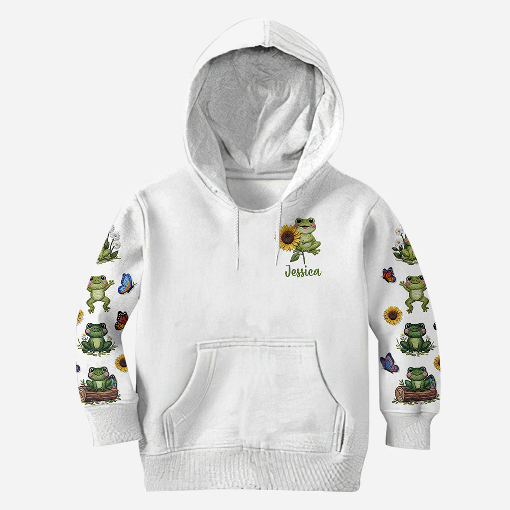 Einfach ein Mädchen, das Frösche liebt – Personalisierter Frosch-Hoodie und Leggings