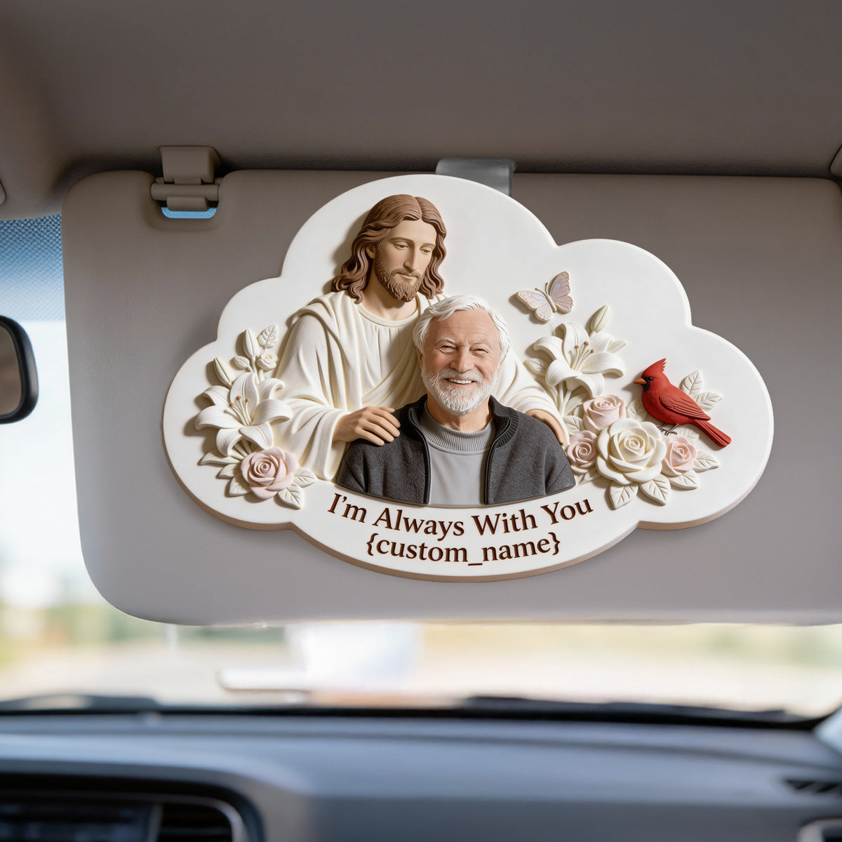 Ich bin immer bei dir, Erinnerungsgeschenk für verlorene Angehörige – personalisierter, gelenkschonender Auto-Sonnenblendenclip