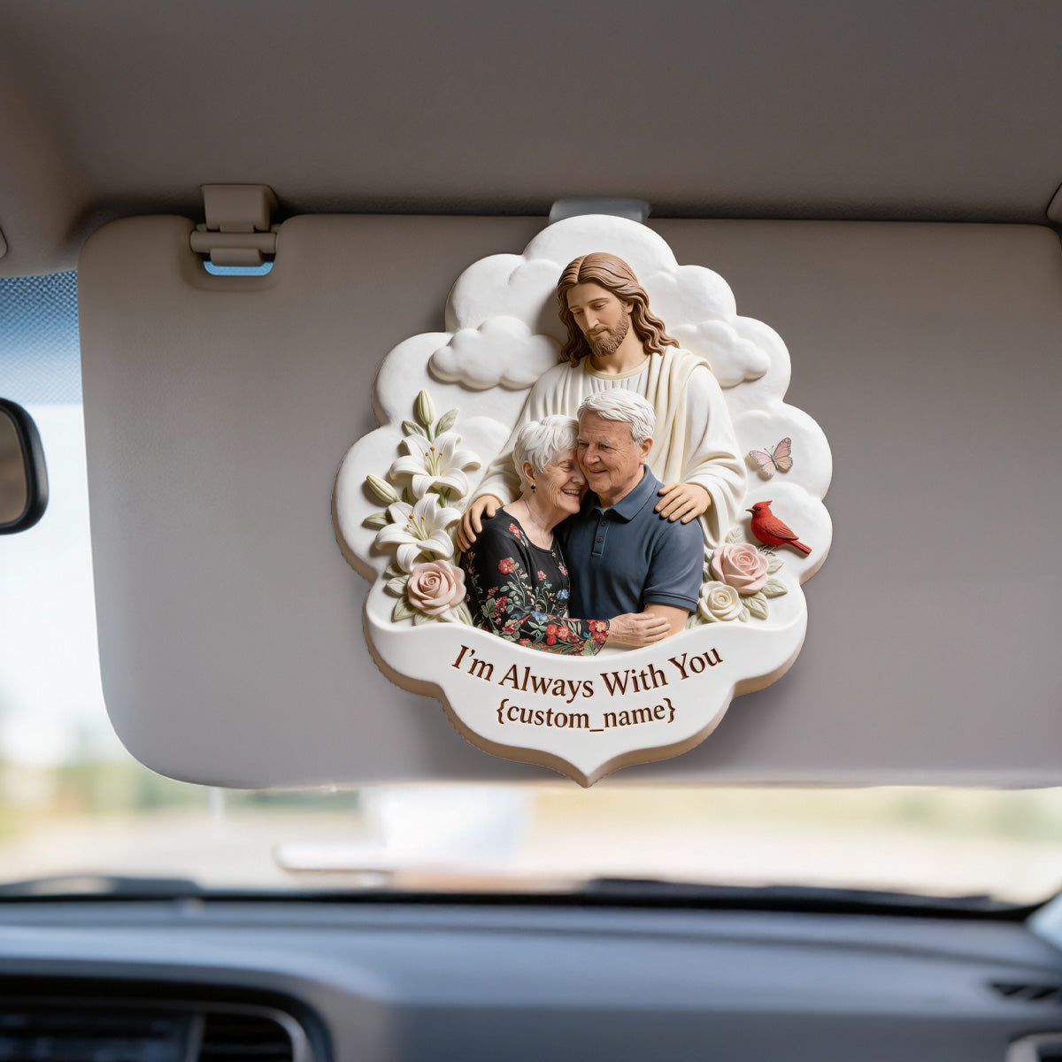 Ich bin immer bei dir, Erinnerungsgeschenk für verlorene Angehörige – personalisierter, gelenkschonender Auto-Sonnenblendenclip